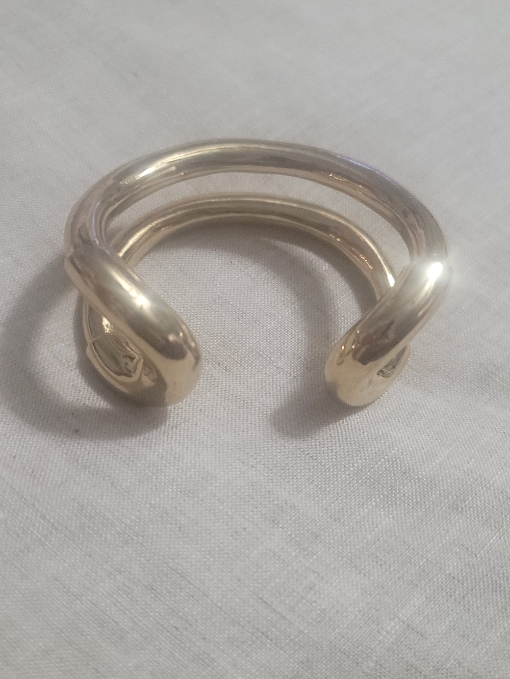 Polished Gold Double-Band Open Cuff Bracelet - Women's Jewelry